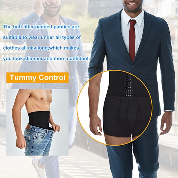 Mænds Mave Shaper Shorts Høj Talje Slim Fit Anti-Curl Underbukser Body