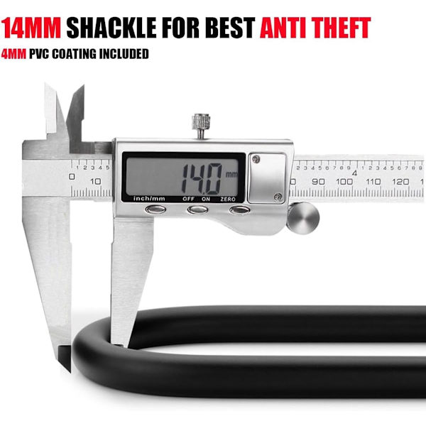 Til cykel, 20 mm - Robust Lås - 1,2 m Lang Sikkerhedskabel Robust Montering & Tyverisikret Nøgle, 4-cifret Kombinationsadgangskode Lås til Cykel (350*112