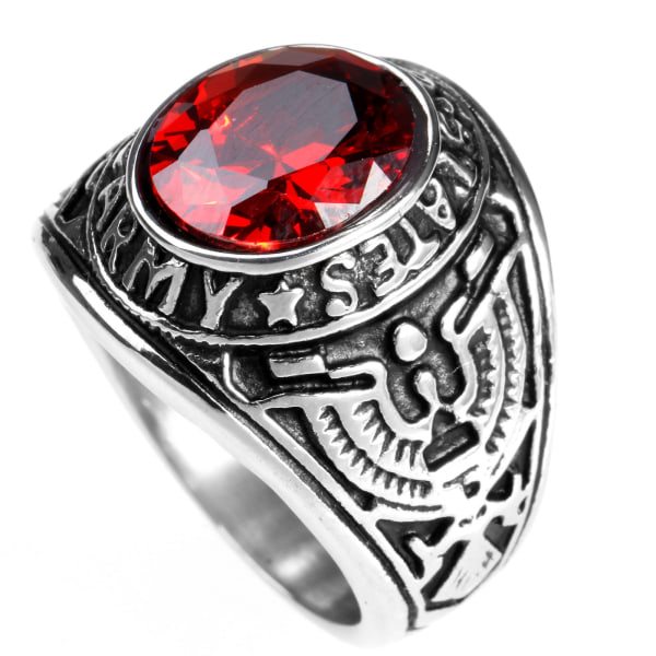 Modesæt til mænds ring Simuleret ædelstensring Rød krystal mænds ring (12)