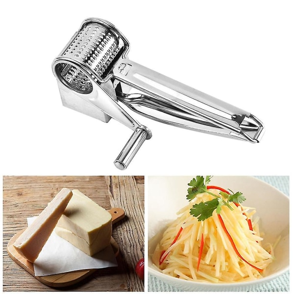 Rustfrit Stål Ost Rivjern Multifunktionelt Køkken Roterende Slicer Cylinder