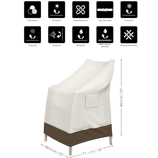 Suojaava kansi pinottaville puutarhatuoleille, beige/vaaleanruskea 35x28x35 tuumaa