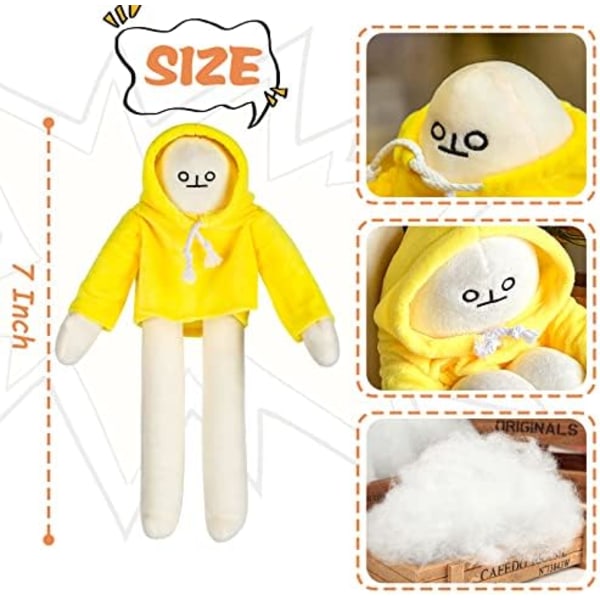 2 stk plysj bananmann leker, rare banan utstoppede dyr dukke, morsom
