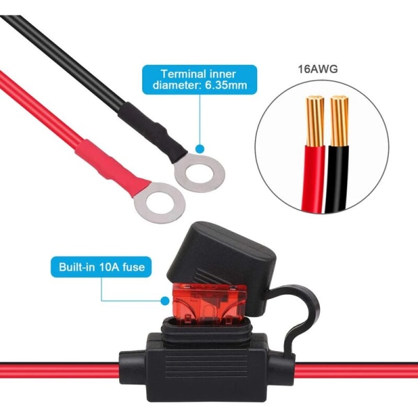 SAE-kontakt for motorsykkelbatterilader, SAE-ladekabel, kutter raskt pluggen til 12 V-terminalen, egnet for lading av motorsykler, traktorer, biler osv.