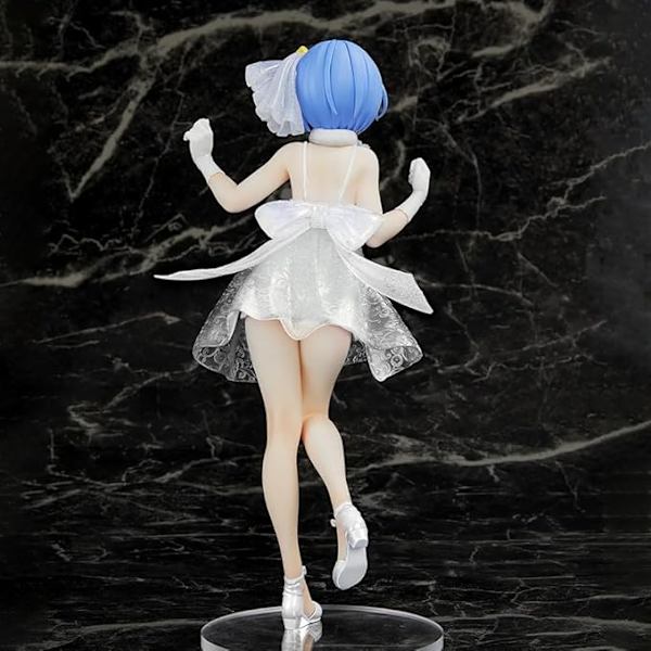 REM Valkoinen mekko tyyli seisova hahmo 22cm Remu Anime toimintahahmot Työpöydän koriste Keräilylahjat