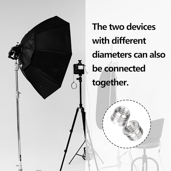 1/4 hun til 3/8 han gevind, 3/8 til 1/4 adapter, adapter kompatibel med mikrofonstativ, tripod, monopod kuglehoved, kamerastativ, 12 stk.