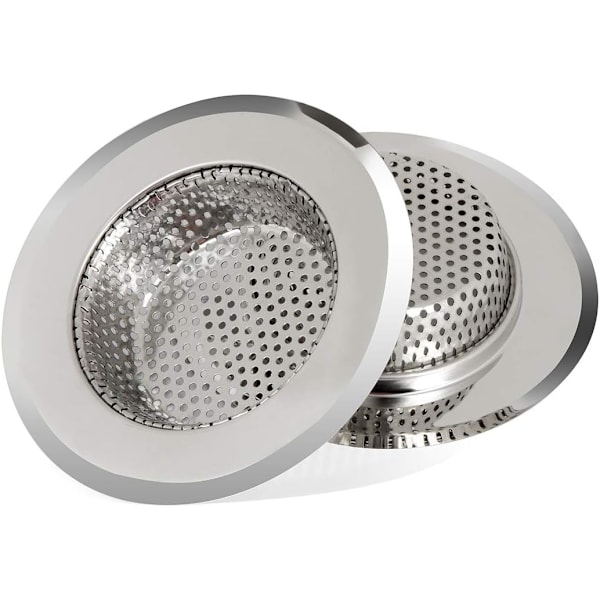 Rustfrit Stål Køkkenafløbsfilter - Anti-Tilstopning Vaskestativ, Pakke med 2 (11 cm Diameter)