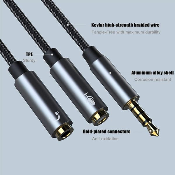Lydsplitterkabel Jack 3,5 mm han til dobbelt 3,5 mm hun mikrofon headset