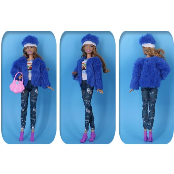 13 stykker 30cm Barbie dukketøj Fashion pels pels vinter