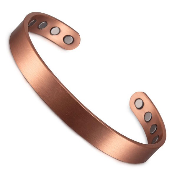Koppar magnetiska armband för män, rent koppar vanligt magnetiskt tungt manschettarmband för män, armband, justerbara magnetiska armband 65 mm röd koppar