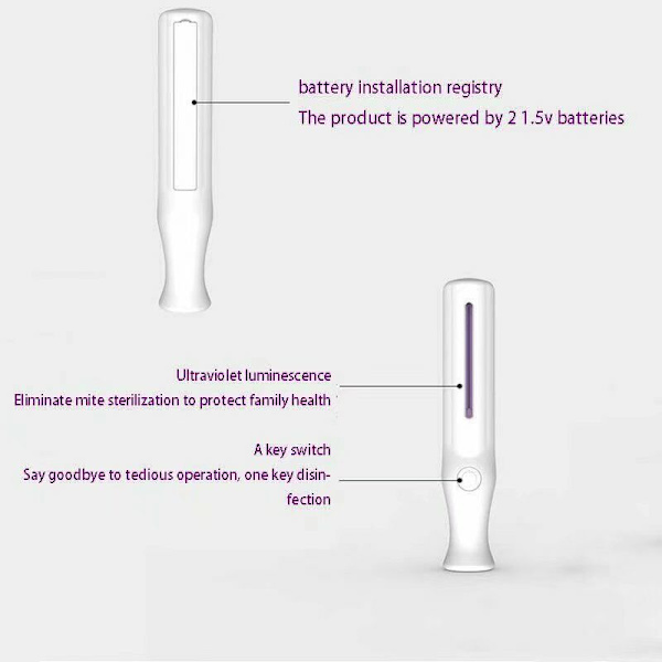 UV-germicidlampe, bærbar ultrafiolett lysmidd-dreperlys, mini ultrafiolett midd-dreperstang for klær, leker, teppe, datamaskin