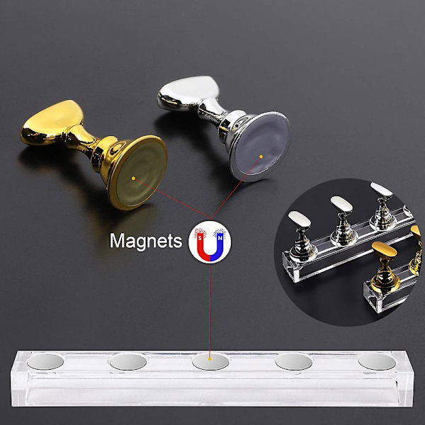 2 Set Akryl Nagelkonst Övningsställ Magnetiska Nagelspets Hållare Träning