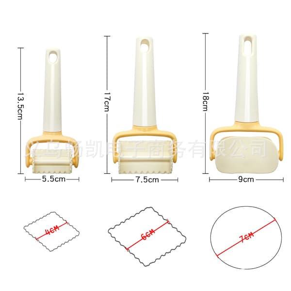 3 stk/sett Rolling Angel Biscuit Ravioli Cutter Rolling Crimped Circle Cutter