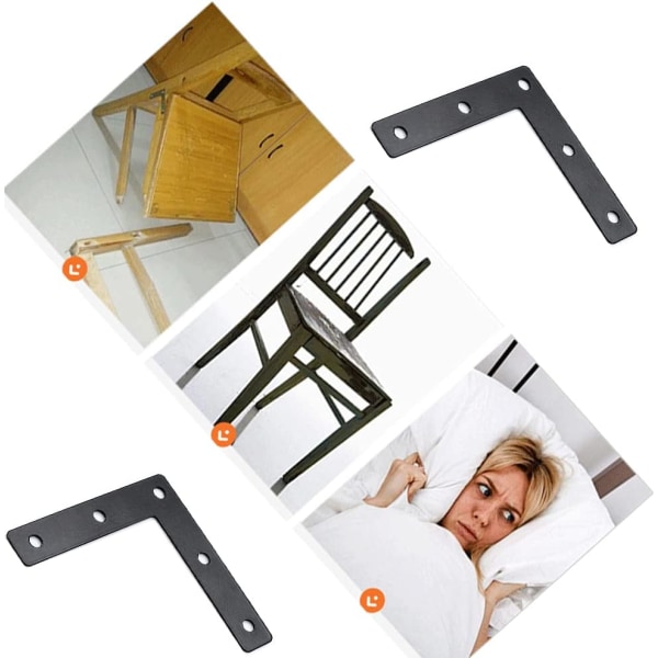 20 kpl L-muotoisia litteitä kulmakiinnikkeitä 80x80mm Metalli oikea kulma kulma korjauslevy
