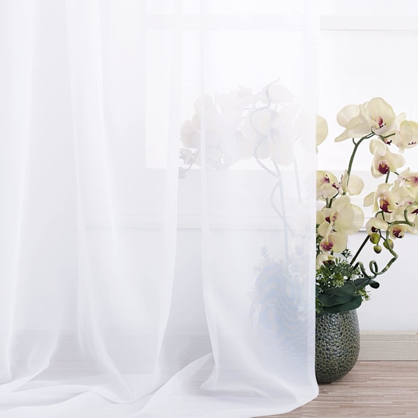 Gennemsigtige baldakin seng gardiner paneler - Hjem dekoration gennemsigtig voile slør Valance til bryllup (1 panel, 1.5*6m, hvid)