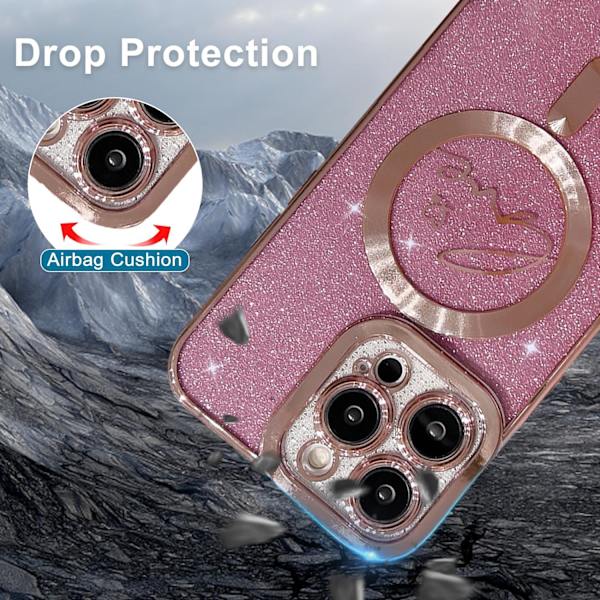 Magnetisk telefoncover kompatibelt med iPhone 15 Pro Max, skinnende luksus, sødt kærlighedsdesign