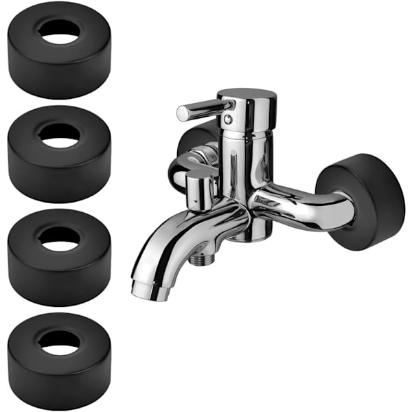 Paketet Rostfritt Stål Rörskydd, Svart Trådad Escutcheon Värme Rörskydd Dusch Escutcheon Kran Escutcheon för Badrum, Dusch, Kran, Radiator