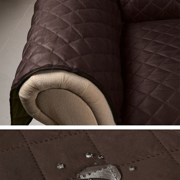 Europeisk Retro Rhombus Recliner Reversibel Slipcover, Polyester, Brun, 180