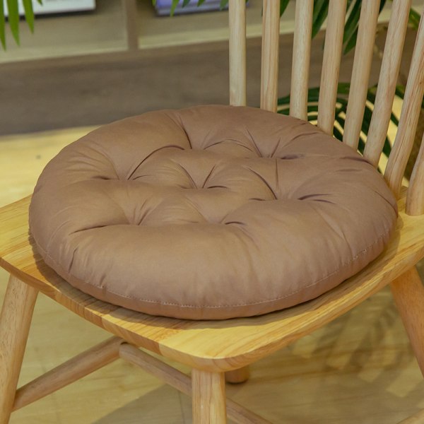 2 stk runde utendørs puter, utendørs stolputer runde seteputer stolsete pute gulvpute, 40*40cm, lys kaffe