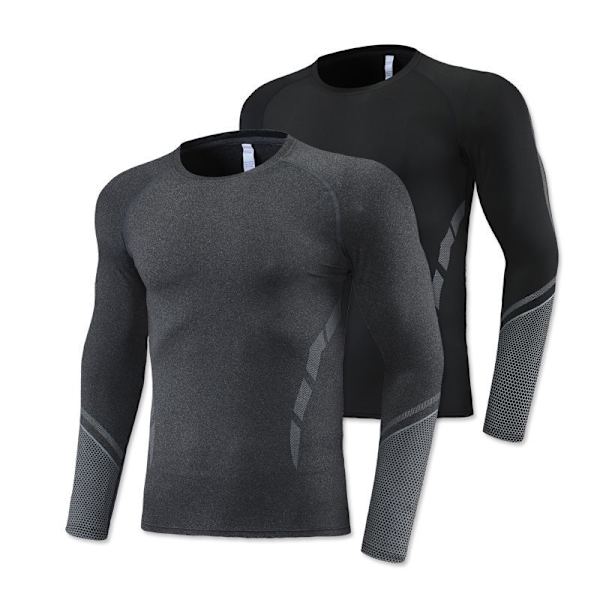2 stk.: Herre Dry-Fit fugttransporterende performance langærmet T-shirt, UV