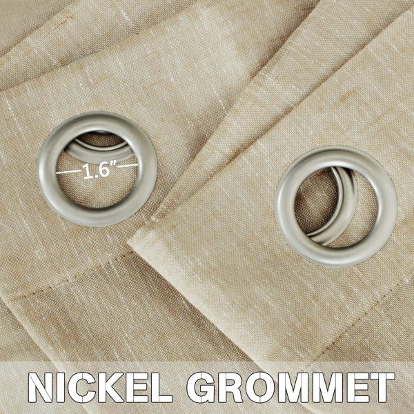 Naturlige lin gardiner for stue/spisestue, ekstra lange gardiner laget av rikt lin mykt materiale, nikkel ringgardiner 1 meter