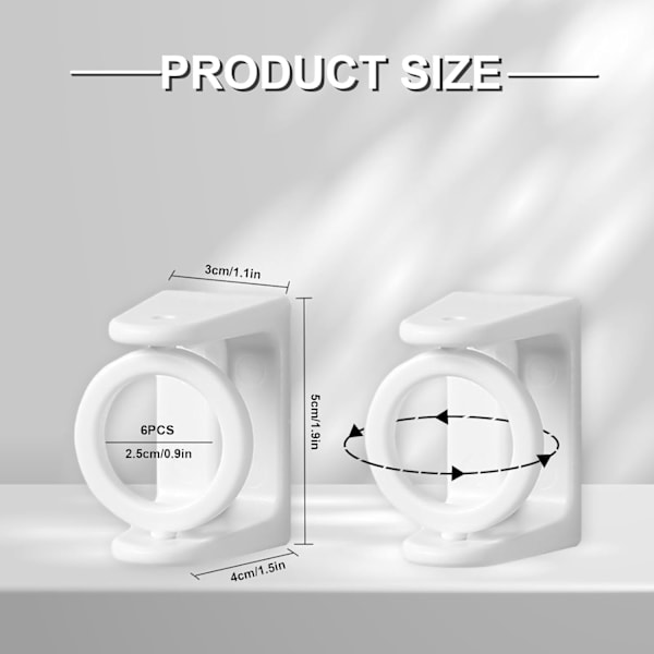 6 stk. gardinstangbeslag uden boring Gardinkrog Gardinstangsholder uden boring Gardinstang uden boring Gardinstangsholder egnet til A