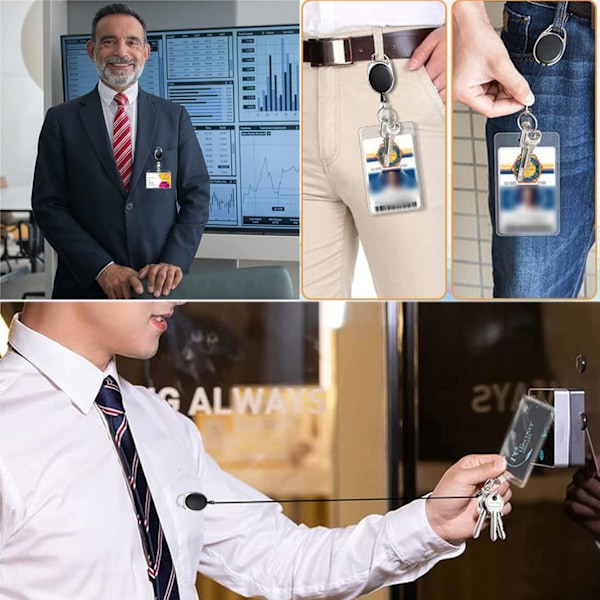 Retractable Keychain [3 kappaletta], 68cm Retractable Badge Holder vahvistetulla jousella ja kestävällä narulla matkakortille, luottokorteille, housuille ja vyölle
