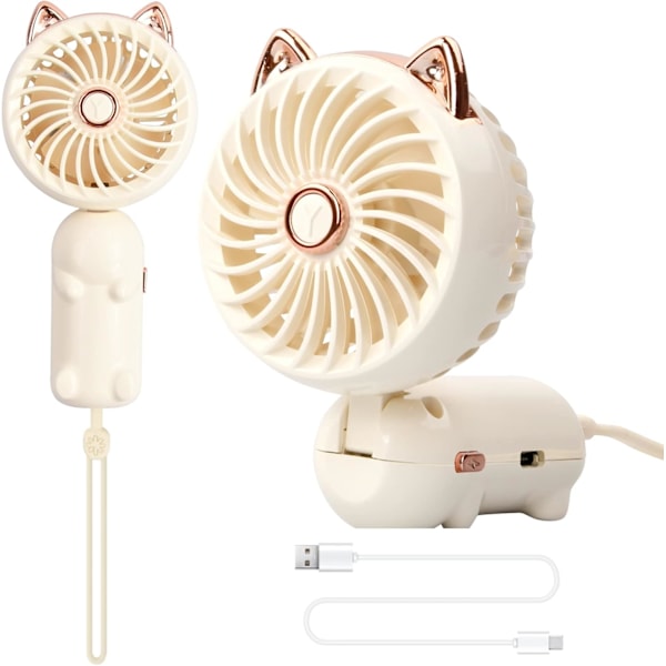 Kädessä pidettävä tuuletin, Mini USB -tuuletin, Ladattava akkukäyttöinen kannettava tuuletin, 3 nopeutta. (C)