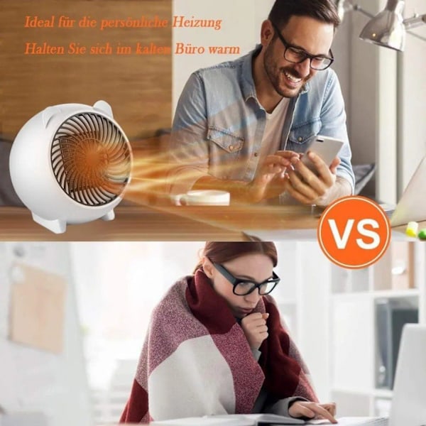 Fläktilämmitin, energiatehokas, hiljainen olohuoneeseen, 500 W, minilämmitin, sähköinen