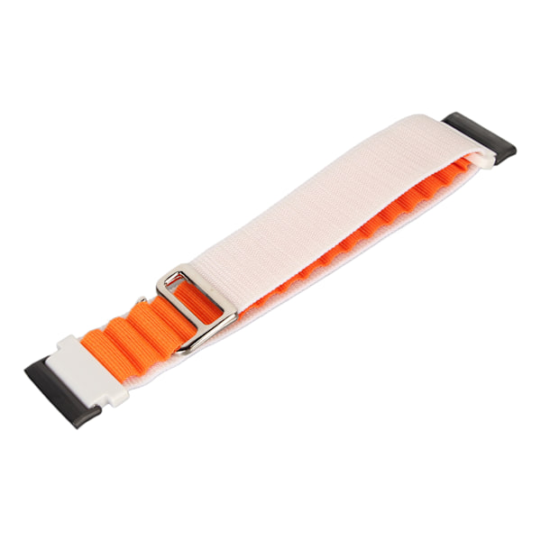 Stretch Woven Nylon Smartwatch Band Strap Replacement Accessory Fit for Fitbit Versa 4 3 Sense 2 White and Orange[C]