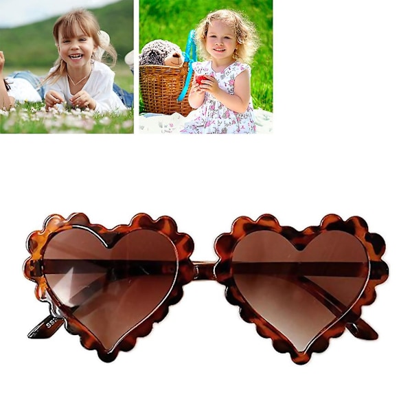 2x Barn Pojkar Flickor Plast Solglasögon Hjärtformade Glasögon UV400 Brun (C)