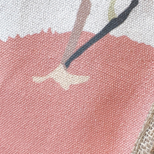 (Flamingo) Ny koreansk modetrykt håndtaske i linned [C]
