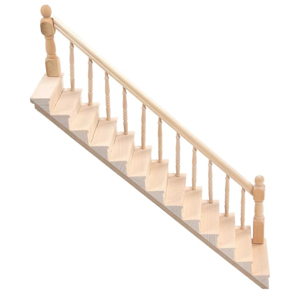 Dockhus Trappor Blanka Avrundade Hörn Björkmaterial DIY Vivd Söt 1/12 Skala Miniatyr Trapphus för CraftsRight