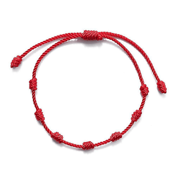 2x Iögonfallande Kabbalah Armband 7 Knutar Rött Snöre Armband Med Önskekort (C)