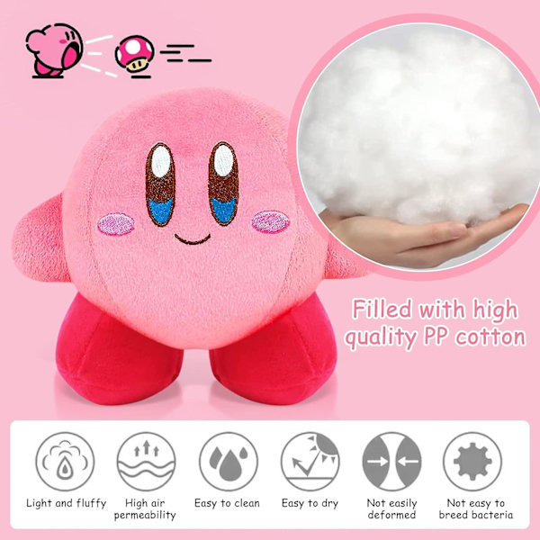Kirby Plyschleksak, 14cm Kirby Plyschleksak, Kirby Plyschdocka, Kirby Plyschleksak Söta Mjuka Stoppade Dockor Kirby Plyschdocka för Födelsedagspresent (Rosa)