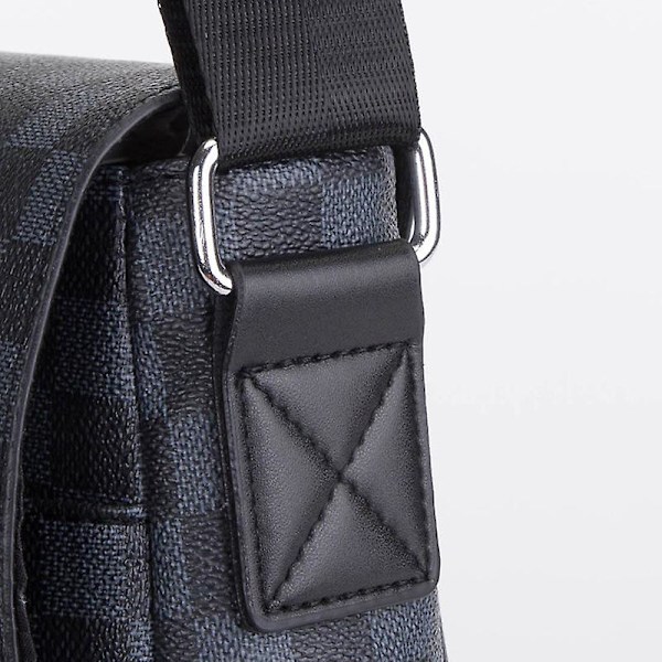 Herrar Casual Rutig Axelväska, Läder Sport Messenger Bag