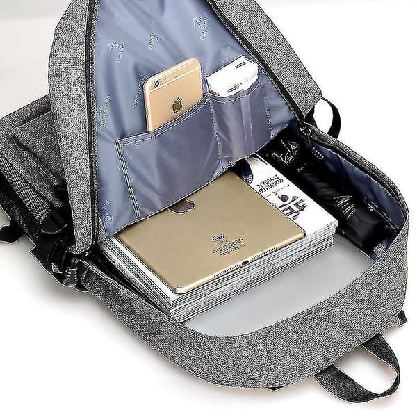 Stor Lilla Grå Rygsæk 30L USB Port Holdbar