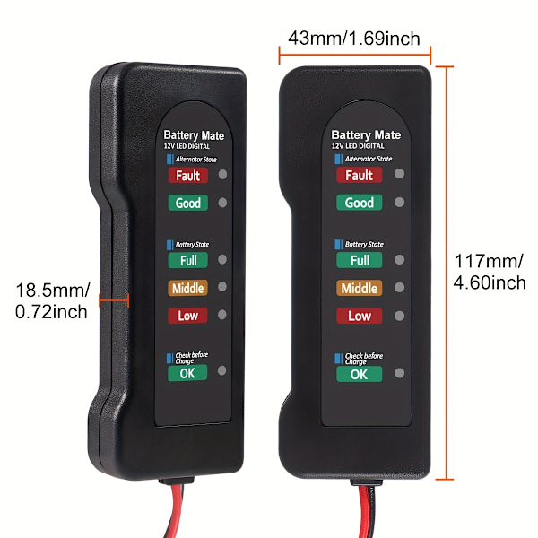 12V Universal Digital Bil- & Motorcykelbatteritestare - Snabb Feldetektor, Generator Testare & Diagnostiskt Verktyg