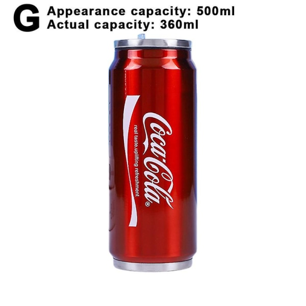 350 ml / 500 ml Coca-Cola Muki, Kylmä- ja Lämpöeristys, 304 Ruostumattomasta Teräksestä Valmistettu Termospullo, Coke Giant Vedenpullo, Mukautettava Auton Kuljetus Actual Capacity 360Ml Red