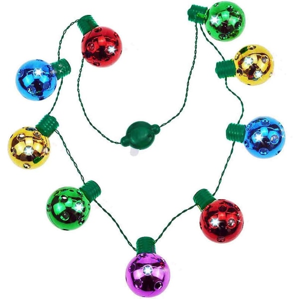 9 LED Julelys Halskæde - 3 Lystilstande - Lysende Pære Halskæde Halloween Jul Familie Fester[C]