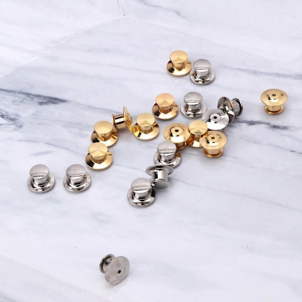 10 Stk. Metal Låse Pin Backs Nyttige Badge Insignia Pin Backs Udskiftning (C)