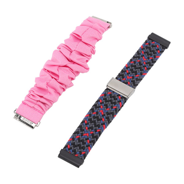 Vävd Nylon Armbandsur Rem Spänne i Rostfritt Stål 4 Fjäderstavar Ersättnings Scrunchie Armband för Fitbit Versa[C]