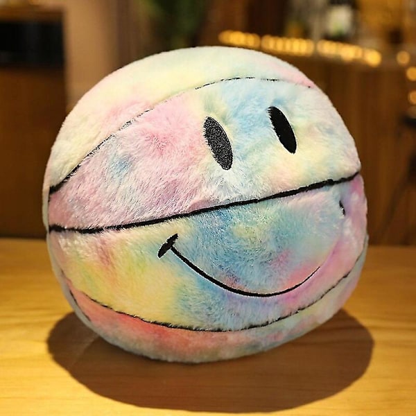 30cm Kreativ Smilende Ball Plysj Leke Søt Basketbal Pute Bil Hjem Basketbal Dukke Smiley Ball Ventil Kaste Dukke Pute PYR