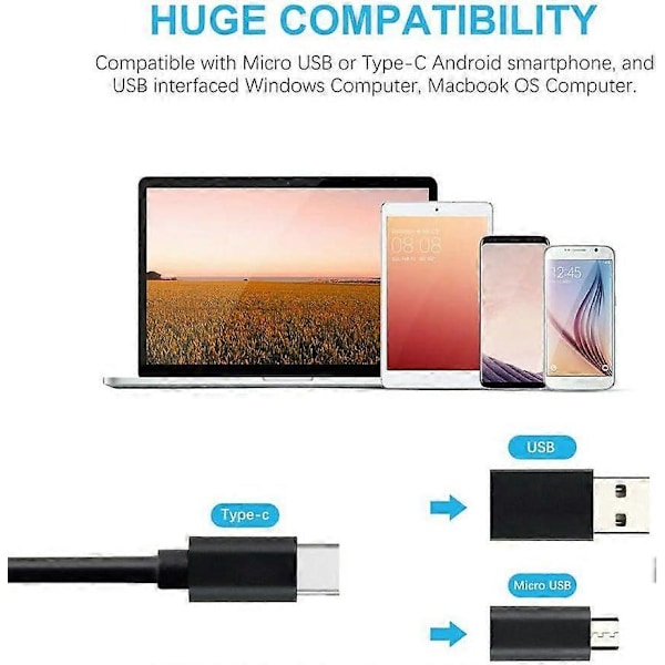 3 i 1 Endoskop Inspektionskamera, Industrielt Endoskopkamera, HD-kamera, 5,5 mm Vandtæt Linse, 6 LED-lys, 3 i 1 USB-interface (HYYC)