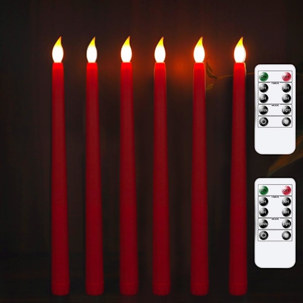 6 st LED-ljus med flimmerande varmt ljus i konform med 2 fjärrkontroller för jul, tacksägelse, halloween, hem, bröllop [C] 3