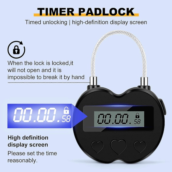 Smart Time Lock LCD-display, Multifunktionell Resa Elektronisk, Vattentät USB Laddningsbar Tillfällig Hänglås