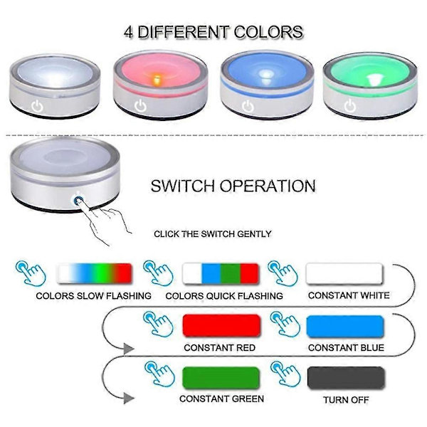LED-ljusbas med känslig touch, rund färgstark stativdisplay för 3D-kristallglaskonstfoto