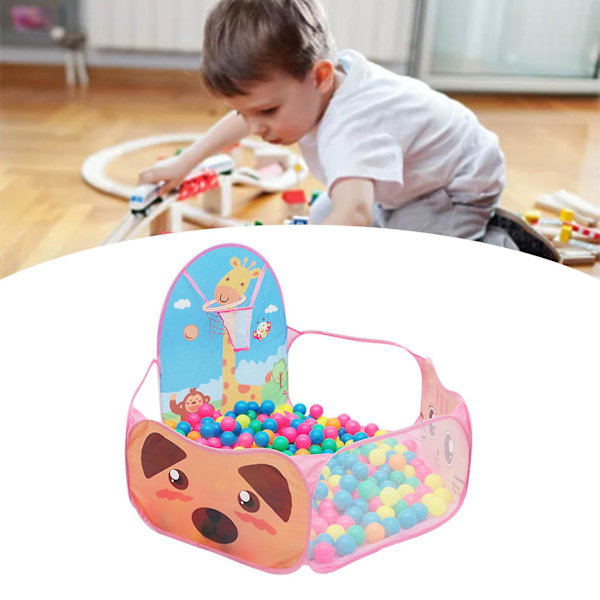 Barnens bollhav Vikbart tecknat giraff Baby lekpool tält med basketkorg för flickor pojkar (utan boll)