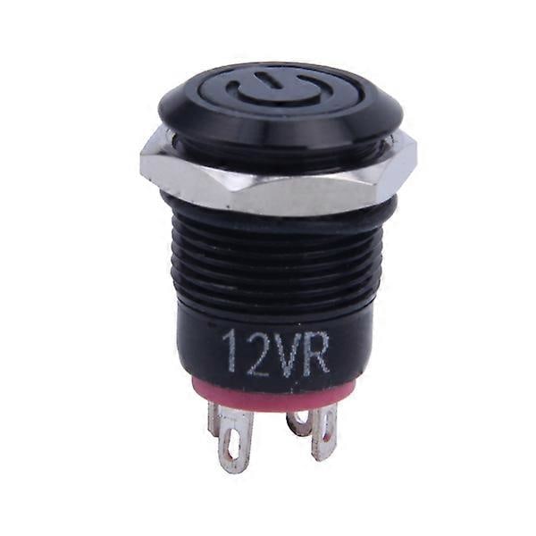 12V 2A 9,5mm LED Metallkåpa Ström Momentan Tryckknapp Bil DIY Modifierad (C)