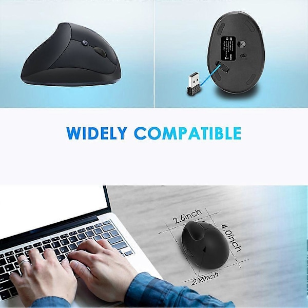 Ergonomisk Vertikal Mus Uppladdningsbar Trådlös USB 2.4G för Dator Laptop Gaming Mus (C)