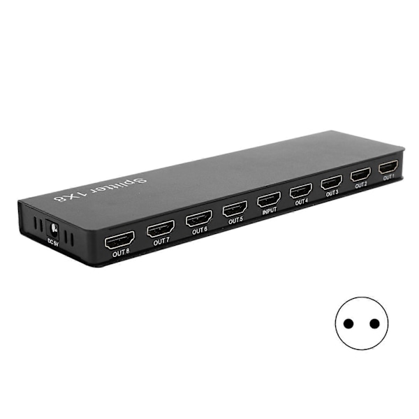 100240v F118 8-ports 1-in-8-ut HDMI 1.4-splitter Audio Video 1080p Distributör EU-kontakt